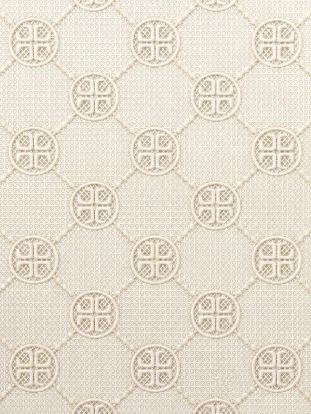 Tory Burch Ivory Monogram Logo Textured Shift Dress XXS Short Sleeve